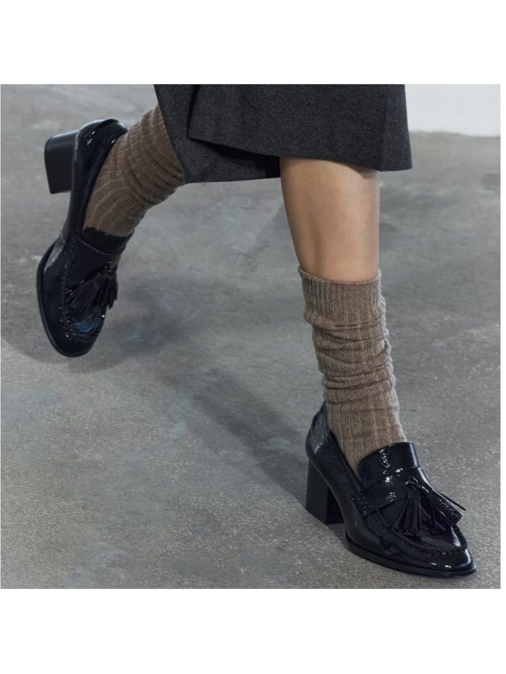 ZARA tassel heeled loafers